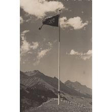 Adelboden Our Chalet Big Flag Antique Switzerland Real Photo Postcard