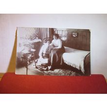 MOTHER & DAUGHTER antique photograph postcard by E M Bailey of Cheltenham =