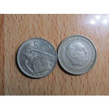Spain 1962 Franco 1957-1962* 5 Peseta Coin
