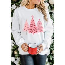 White Christmas Tree Dots Print Pullover Sweatshirt