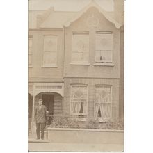 Terraced House, Exterior Street Scene - Vintage Photographic Postcard
