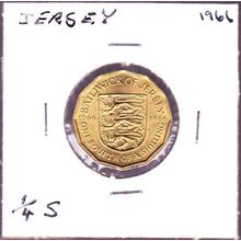 1966 Jersey 1 Quarter Shilling (3 Pence) Coin