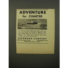 1954 Rickwood III Yacht Ad - Adventure for Charter