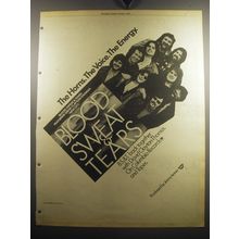 1975 Blood, Sweat & Tears New City Album Ad - The Horns. The Voice. The Energy.
