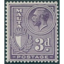 Malta 1927 3d. violet SG162a unused