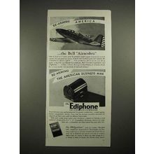 1940 Ediphone Voicewriter Ad w/ Bell Airacobra Plane