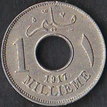 1917 Egypt 1 Millieme Coin