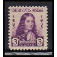 724 3c William Penn Fine Plus MNH O3346