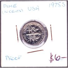 1975 S USA 10 Cents Proof Coin Roosevelt