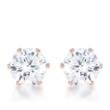 Reign 3.4ct CZ Rose Gold Stainless Steel Stud Earrings