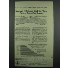 1914 AT&T Telephone Ad - Lead the World Service