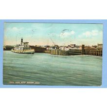 CT New Haven Canal Dock View Of Dock w/Barges And Tugboat~617