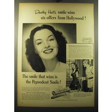 1949 Pepsodent Toothpaste Ad - Dorothy Hart's smile wins six offers