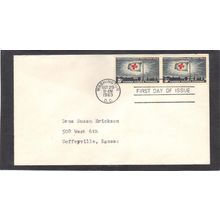 FDC 1239 5c Red Cross Pair (No Cachet-Typed/A) CV42032