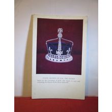 1937 QUEEN'S CORONATION CROWN , CROWN JEWELS unused vintage postcard =