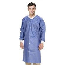 Disposable Lab Coats for Adults, Large. Pack of 10 Blue SMS Knee Length Lab C...