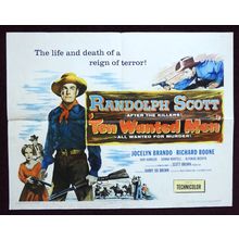 TEN WANTED MEN (1954) Vintage U.S. Half Sheet ***Randolph Scott***