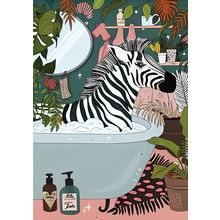 Zebra in bathtub 10 bathroom animal print maximalist bath wall tropical safari