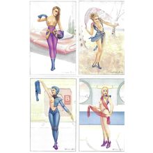 Glamour SPACE LADIES Set of 6 Art Postcard (White 1992)