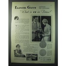 1930 Lux Detergent Ad - Elinor Glyn answers the question what is it in dress?