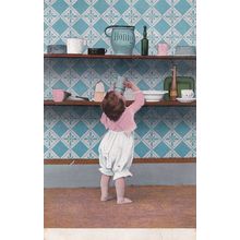 Child Stealing Food From Pantry Antique German 1906 Postcard