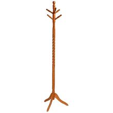 Oak Finish Twist Wood Coat Rack Entryway Hall Tree Hat Rack