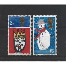 GB.Christmas.Children's Paintings set of 2.Phosphor Issue.Fine Used.Jul25