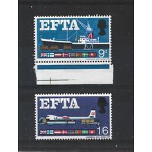 GB.European Free Trade Association set of 2.Phosphor Issue.Mounted Mint.Jul25b