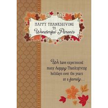 Happy Thanksgiving To Wonderful Parents - Thanksgiving Greeting Card - 25314