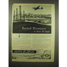 1944 Delta Air Lines Ad - Buried Treasures Serve South