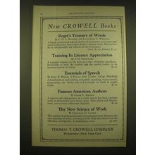 1924 Thomas Y. Crowell Company Ad - New Crowell Books Roget's Treasury of Words