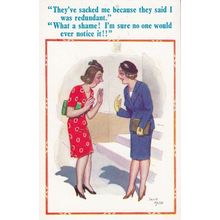 Secretary Sacked For Sexually Now Redundant Double Meaning Comic Humour Postcard