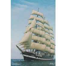 The Kruzenshtern Tall Ship at Plymouth 1970s Postcard