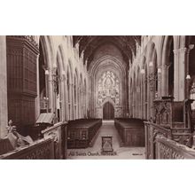 All Saints Church Holbeach Lincs Swains Series Interior RPC Old Postcard