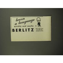 1953 Berlitz School of Language Ad - Learn a language quickly and easily