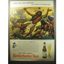 1954 Knickerbocker Beer Ad - art by Lumen Martin Winter - Dutch Landing