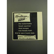 1957 Salton Hotray Ad - The automatic food warmer that keeps hot foods hot