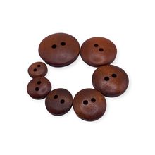 Brown Wooden Buttons 2 Hole 7 Sizes 10m to 23mm Flat Back Classic Vintage Button