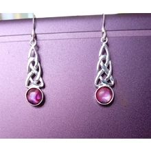 Silver Amethyst Celtic Drop Earrings