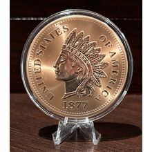 5 Oz Copper CollectibIe 1877 Indian Head Coin In Capsule