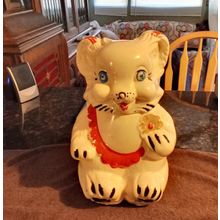 Old Vintage Original Cookie Jar Royal Ware Bear W/Cookie 11 1/2" Tall 1940's
