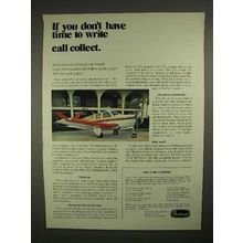 1973 Beechcraft Bonanza Plane Ad - Call Collect