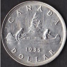 1935 Canada 1 Dollar Silver Coin Voyager