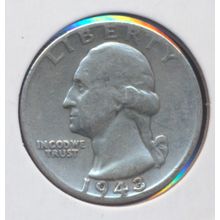 1943-P Washington 90% Silver Quarter, Circulated and Ungraded