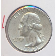 1951-P Washington 90% Silver Quarter, Ungraded, Nicer Coin