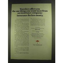 1972 Travelers Insurance Ad - Thing You Want Most