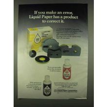 1978 Liquid Paper Corporation Ad - Make an Error