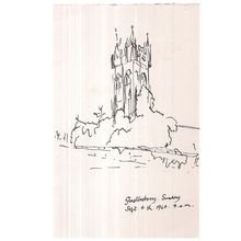1960 sketch..GLASTONBURY, Somerset. vintage unused postcard