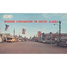 Nome Arctic Alaska Flag Display Bus 1960s Postcard