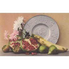 Antique Medieval Knights German Plate With Sliced Melon Banana Postcard